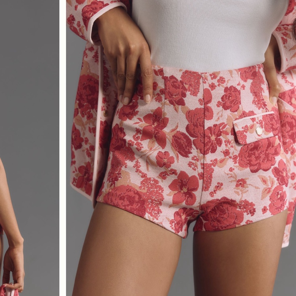 Maeve Floral Jacquard Micro Shorts SZ L